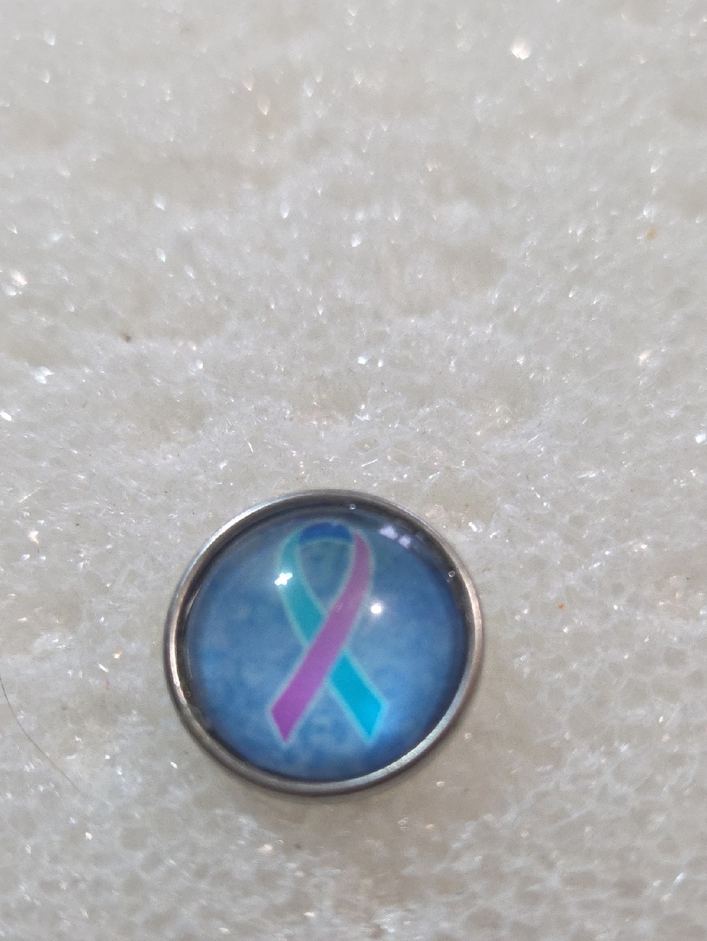 Pink and Teal Awareness Ribbon Snap Button 18mm
